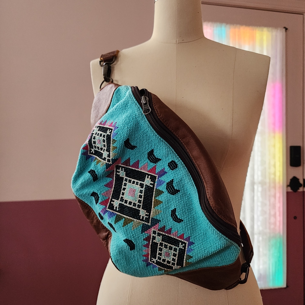 Nena & Co. Turquoise and Brown Crossbody Bag